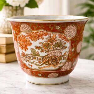 Vintage Imari Style Porcelain Cachepot Planter | Hand-Painted WOCO Japan